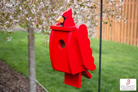 Cardinal Birdhouse Hand Painted Handmade Nesting Box Etsy Bird