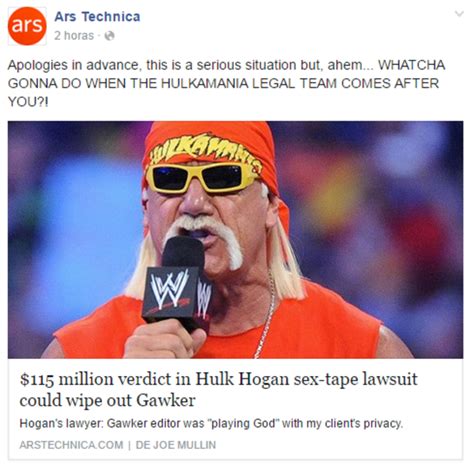 Not Even Ars Technica Is Shilling For Them Anymore Hulk Hogan S Sex Tape Scandal Know Your Meme