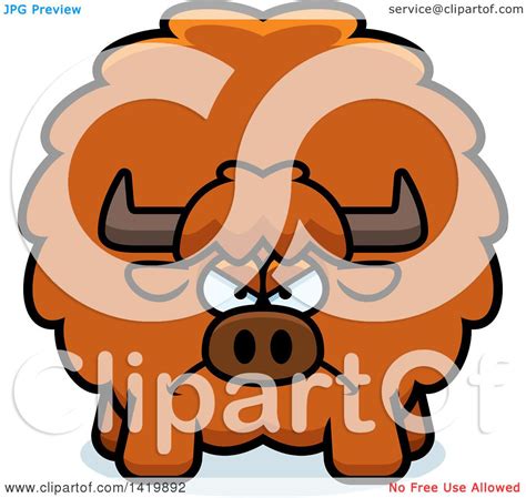 Clipart Of A Cartoon Mad Chubby Yak Royalty Free Vector Illustration