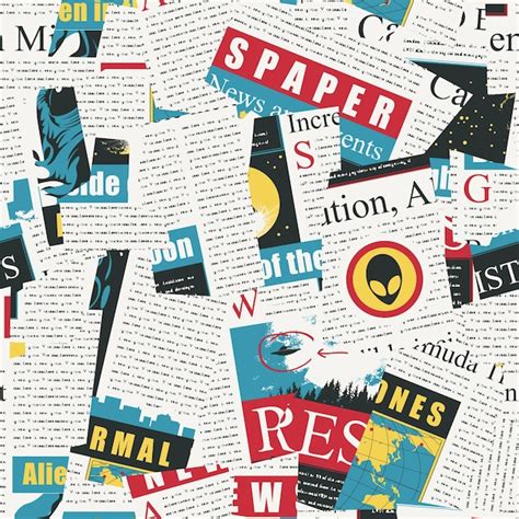 Premium Vector Newspaper Clippings Seamless Pattern