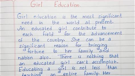Write A Short Essay On Girl Education Essay Writing English Youtube