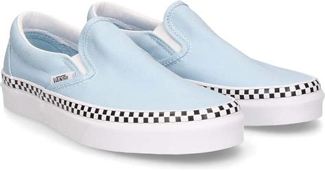 Amazon Com Vans Classic Slip On Check Foxing Cool Blue Fashion Sneakers