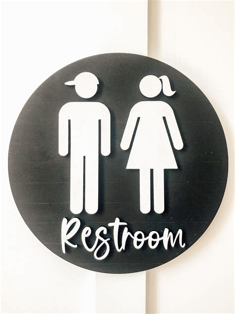 Restroom Bathroom Figures Sign Etsy