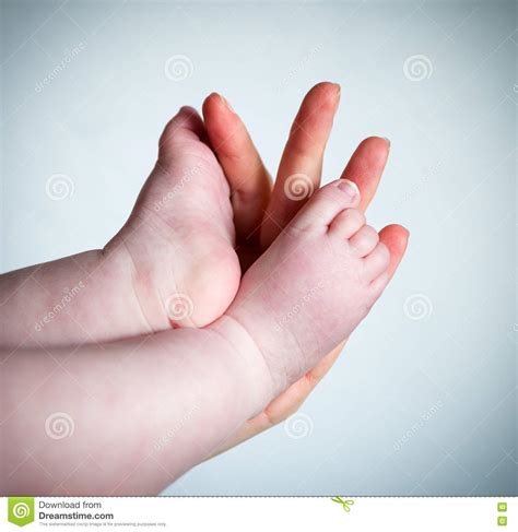 Newborn Baby Feet Parent Holding Stock Photo Image Of