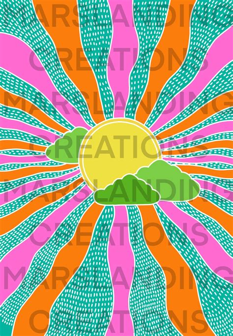 Groovy Sun Rays Png Download Wallpaper Etsy