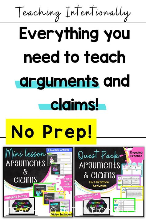 Arguments And Claims Bundle Mini Lesson And Application Activities In