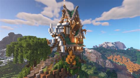 Minecraft Timelapse Epic Steampunk House On A Floating Island Bluenerd