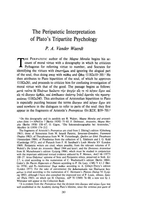 Pdf Peripatetic Interpretation Of Platos Tripartite Psychology