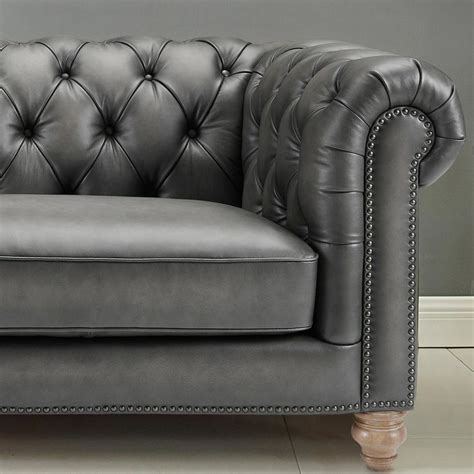 Allington 2 Seater Grey Leather Chesterfield Sofa Costco Uk