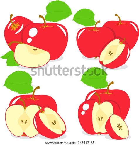 Apple Red Apple Slices Collection Vector Stock Vector Royalty Free