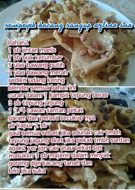 Anda bisa mengganti topping kacang tanah lainnya, seperti kacang kedelai, kacang hijau, ikan teri kering, atau kacang cincang. Rempeyek kacang rangup | Cooking recipes, Food, Cookie recipes