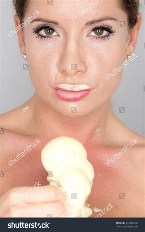 Sexy Woman Eating Ice Cream Foto Stok 504358630 Shutterstock