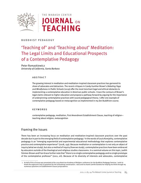 Pdf ‘teaching Of And ‘teaching About Meditation The Legal Limits