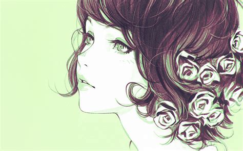 Free Download Hd Wallpaper Girl Flower Lady Green Ilya