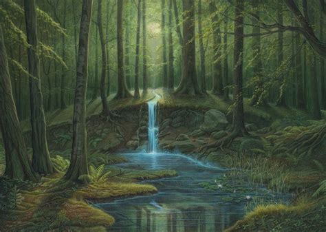 Secret Pond Fantasy Landscape Landscape Illustration Landscape