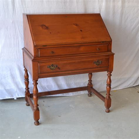 Vintage Davis Cabinet Company Knotty Pine Drop Down Desk Ebth