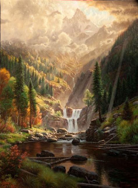 Mountain Serenity By Mark Keathley ~ Waterfall River Mountains Pine