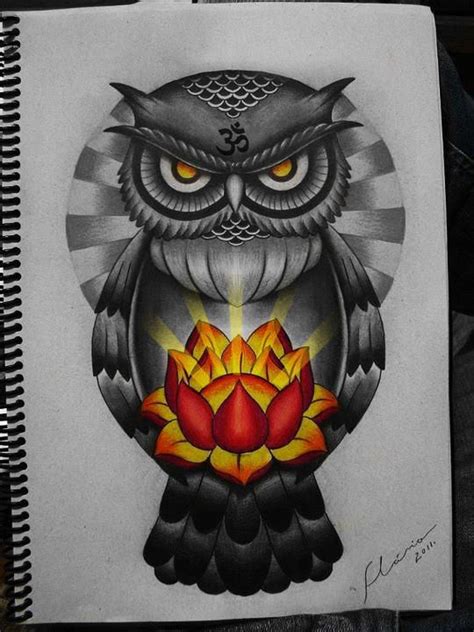 Owl Lotus By Frah On Deviantart Owl Tattoo Design Traditional Tattoo