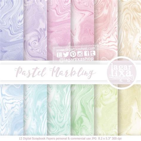 Marbling Marble Pastel Digital Paper Pattern Rainbow Pink Purple