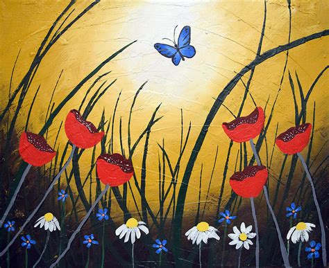 Watercolours Butterfly Original Flower Painting Wall Art Acrylic