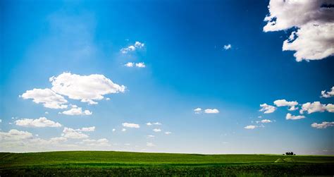 Sunny Landscape Green Grass Grass Blue Sky Sly Clouds Scenery