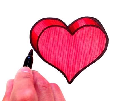 How To Draw A 3d Heart Steps