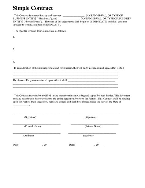 Simple Contract template | Contract template, Contract agreement, Construction contract