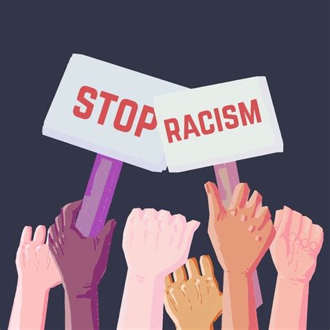 Stop Racism With People Holding Placards Free Vector