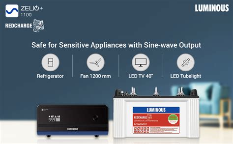 Luminous Inverter And Battery Combo For Home Office And Shops Zelio 1100