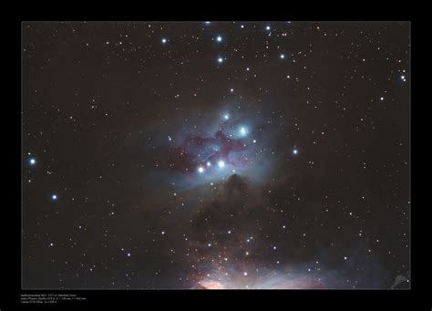 21 aufnahmen a 210 sekunden, 1 aufnahme a 20 sekunden. NGC 1977, Running Man Nebel