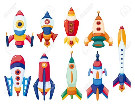 11383108 Cartoon Spaceship Icon Set Stock Vector Cartoon
