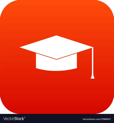 Graduation Cap Icon Digital Red Royalty Free Vector Image