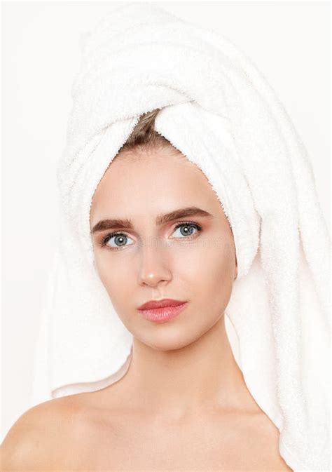 Spa Concept Portrait Of Beautiful Woman With Towel On Her Head