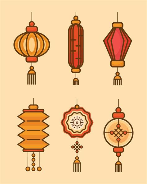 Six Chinese Moon Festival Icons 10479068 Vector Art At Vecteezy