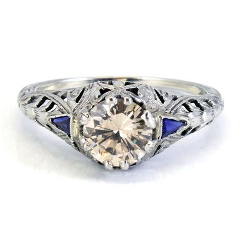 18k Antique 108ct Diamond Blue Sapphire By Laurenrosedesign Filigree