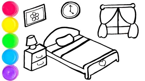 Bedroom Drawing For Kids How To Draw Bedroom Easy Steps Draw Bedroom