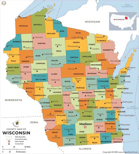 Wisconsin Map With Counties Metro Map Images And Photos Finder