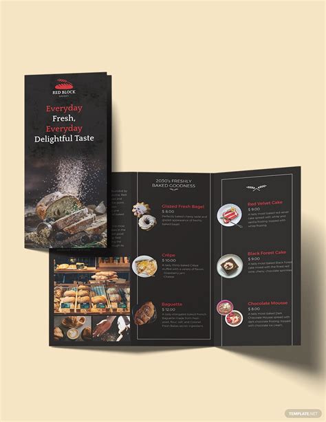 bakery menu tri fold brochure template illustrator indesign word apple pages psd