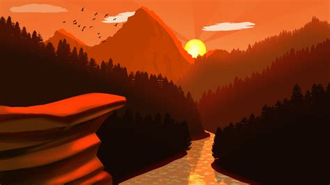 Sunset Mountains Mimimalist Hd Artist 4k Wallpapers Images