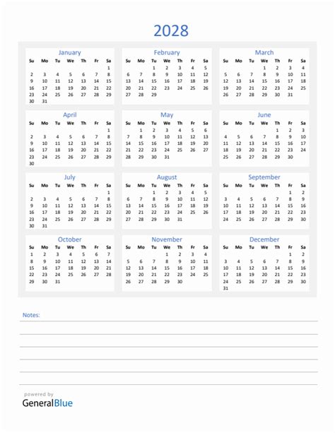 Free 2028 Calendars In Pdf Word Excel