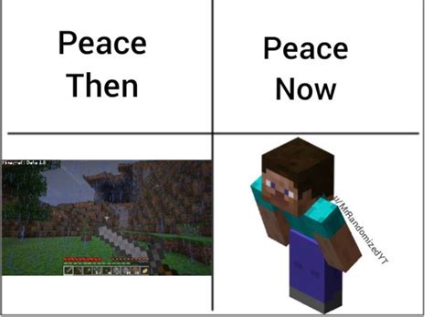 Minecraft Peace Then Vs Now Memes Imgflip