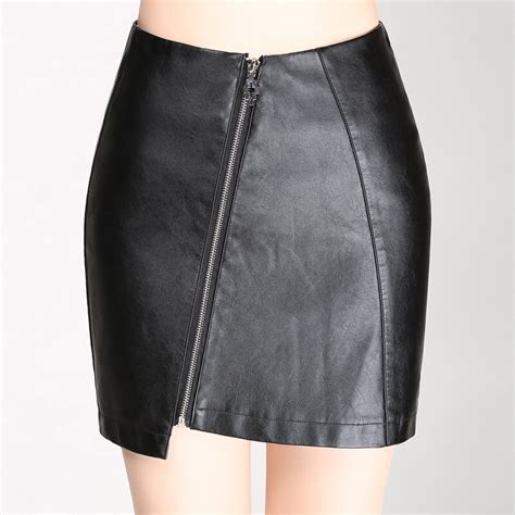A Line Pu Leather Skirt Women High Waist Short Mini Skirts Womens 2017 Autumn Winter Fashion
