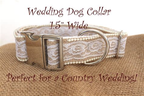 Wedding Dog Collar 15 Wide Burlap And White Lace