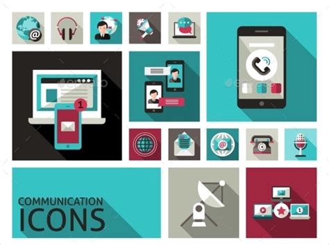 9 Set Of Communication Icons Free Sample Example Format Download