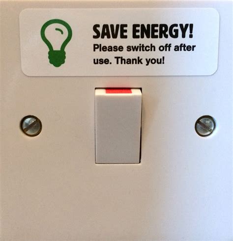 5 X Save Energy Sticker Set Turn Off Lights Or Appliances Light
