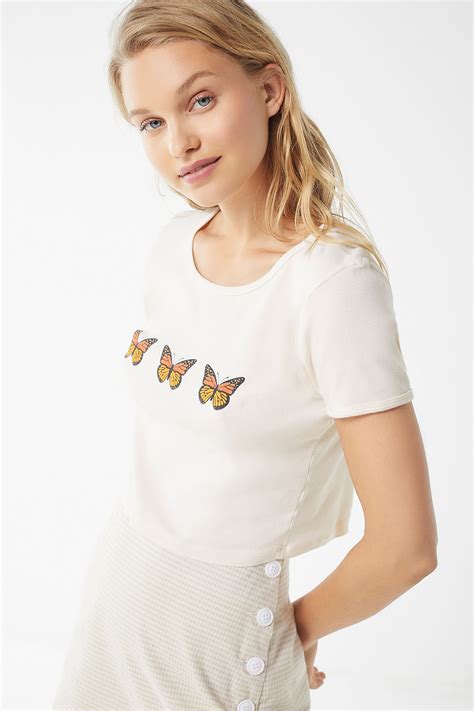 Truly Madly Deeply Butterfly Cropped Tee Urban Outfitters