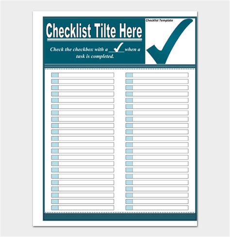 Free Task List And Checklist Templates Word Excel Pdf