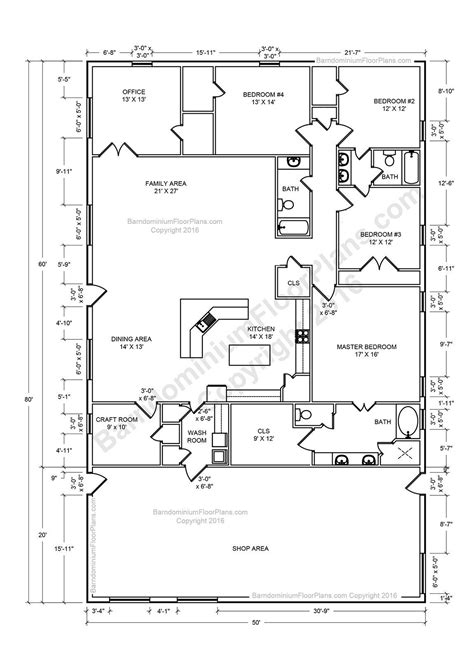 30x60 Barndominium Floor Plans With Shop
