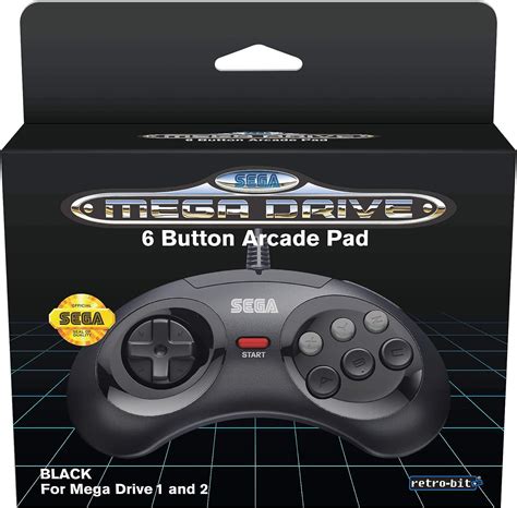 Retro Bit Official Sega Mega Drive Controller 6 Button Arcade Pad For