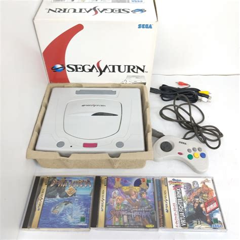 Sega Saturn White Console Boxed Bundle With Controllers And 3 Games